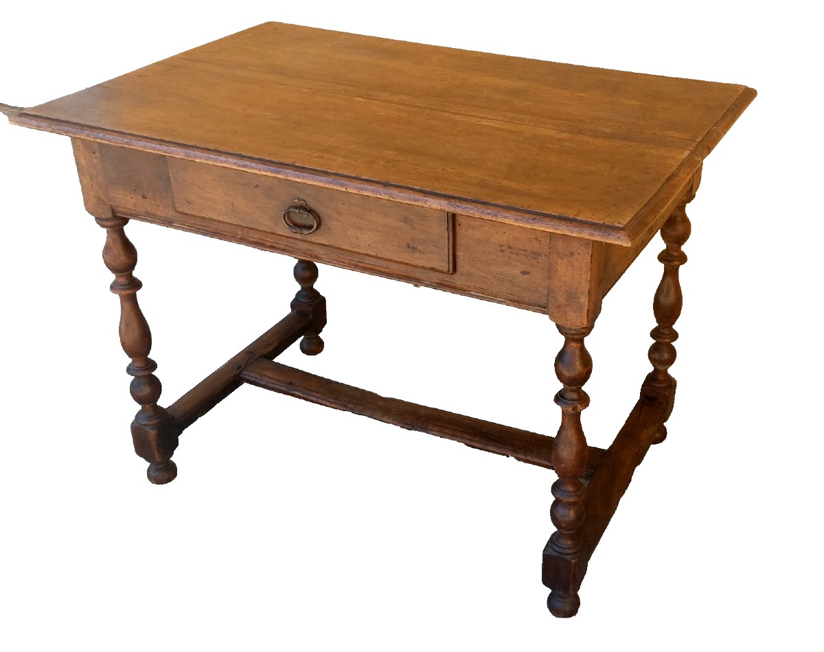 TABLE À RESSORT ANTIQUE EN BOIS DE NOYER, XVIIIÈME SIÈCLE,-photo-3