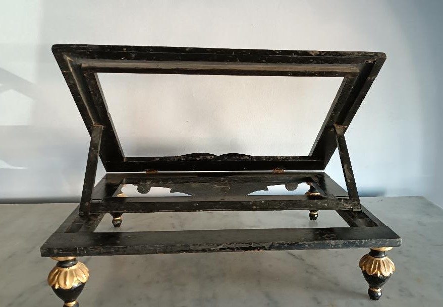 SUPPORT DE LÉGENDE ORIGINAL EN BOIS D'ÉBÈNE DE L'ANCIEN EMPIRE-photo-3