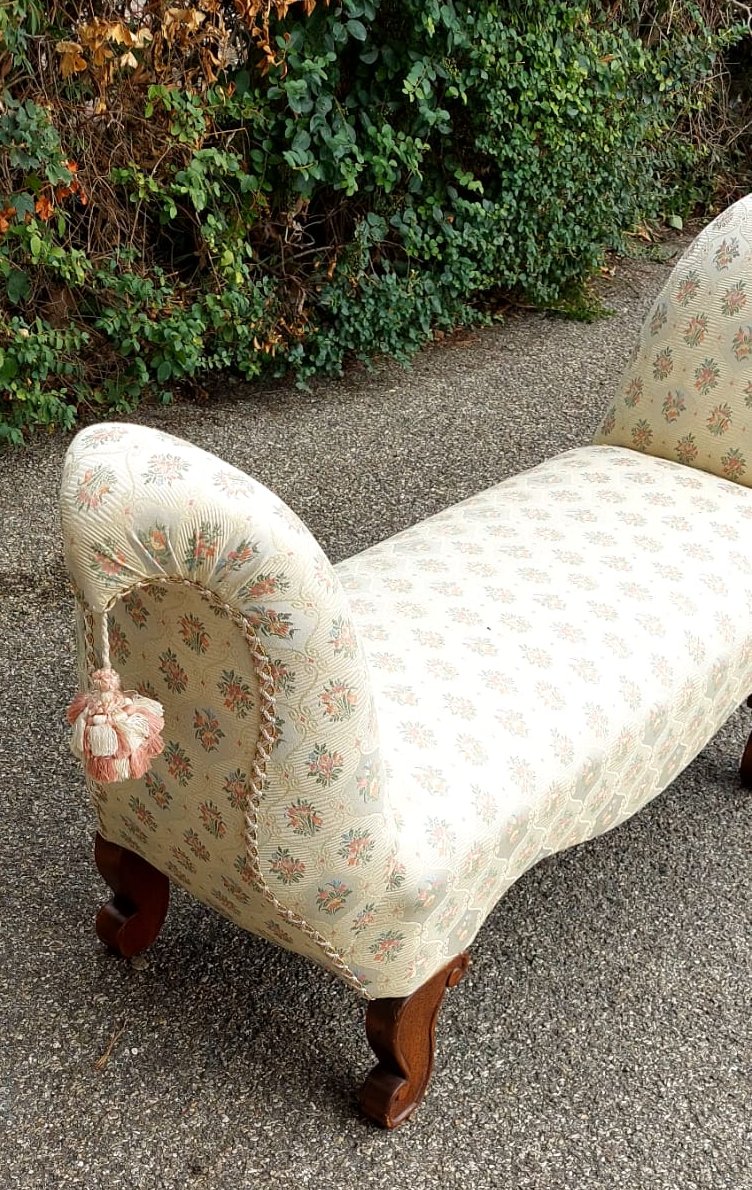 Bedside Bench In Worked And Shaped Wood Padded With Elegant Fabric, -photo-2