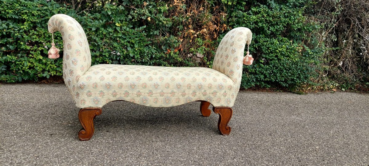 Bedside Bench In Worked And Shaped Wood Padded With Elegant Fabric, -photo-5