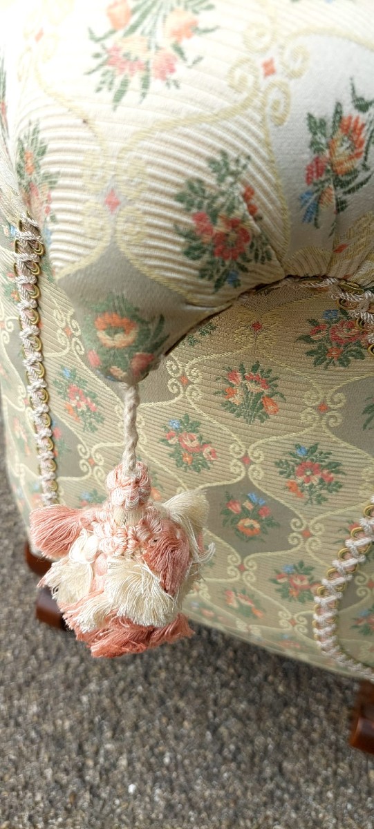 Bedside Bench In Worked And Shaped Wood Padded With Elegant Fabric, -photo-7