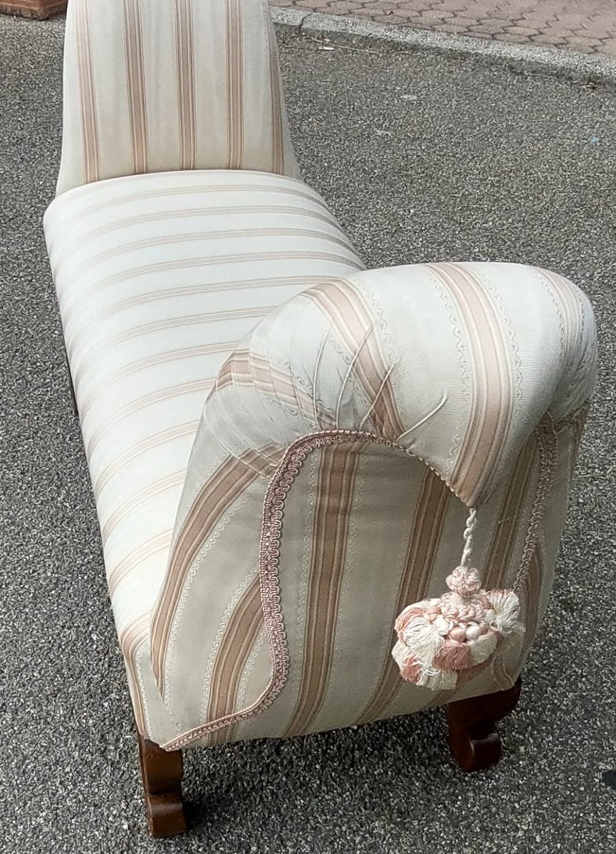  Bedside Bench In Worked And Shaped Wood Padded With Elegant Fabric, Perfect-photo-3