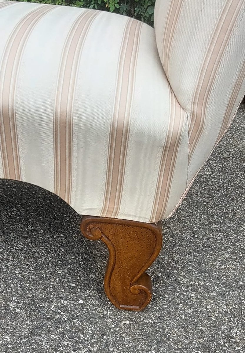  Bedside Bench In Worked And Shaped Wood Padded With Elegant Fabric, Perfect-photo-1