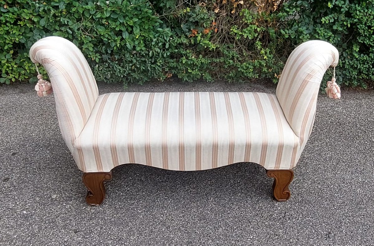  Bedside Bench In Worked And Shaped Wood Padded With Elegant Fabric, Perfect-photo-2