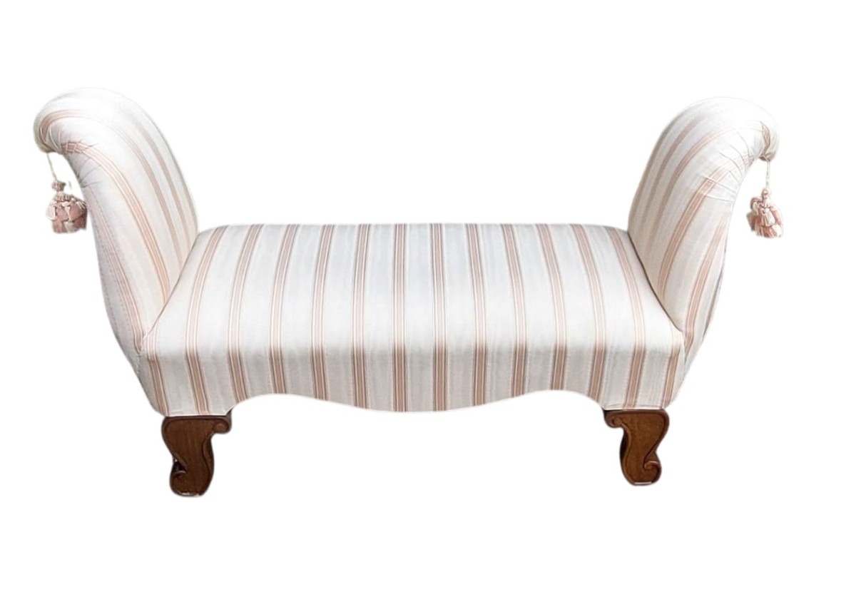  Bedside Bench In Worked And Shaped Wood Padded With Elegant Fabric, Perfect