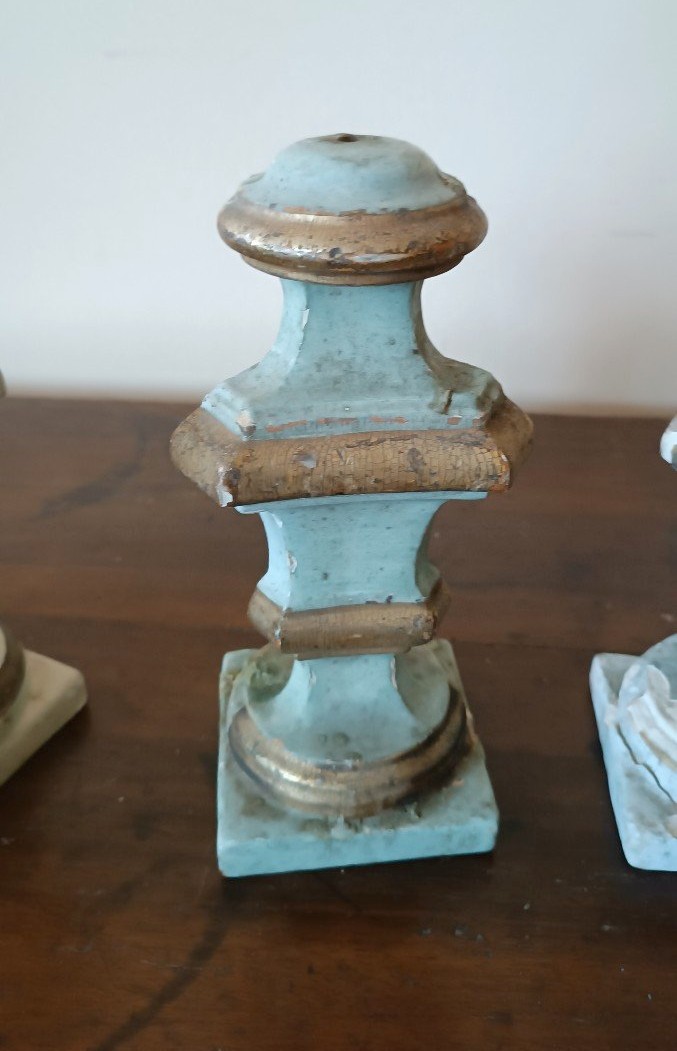 Series Of 4 Antique Palm Candlesticks-photo-3