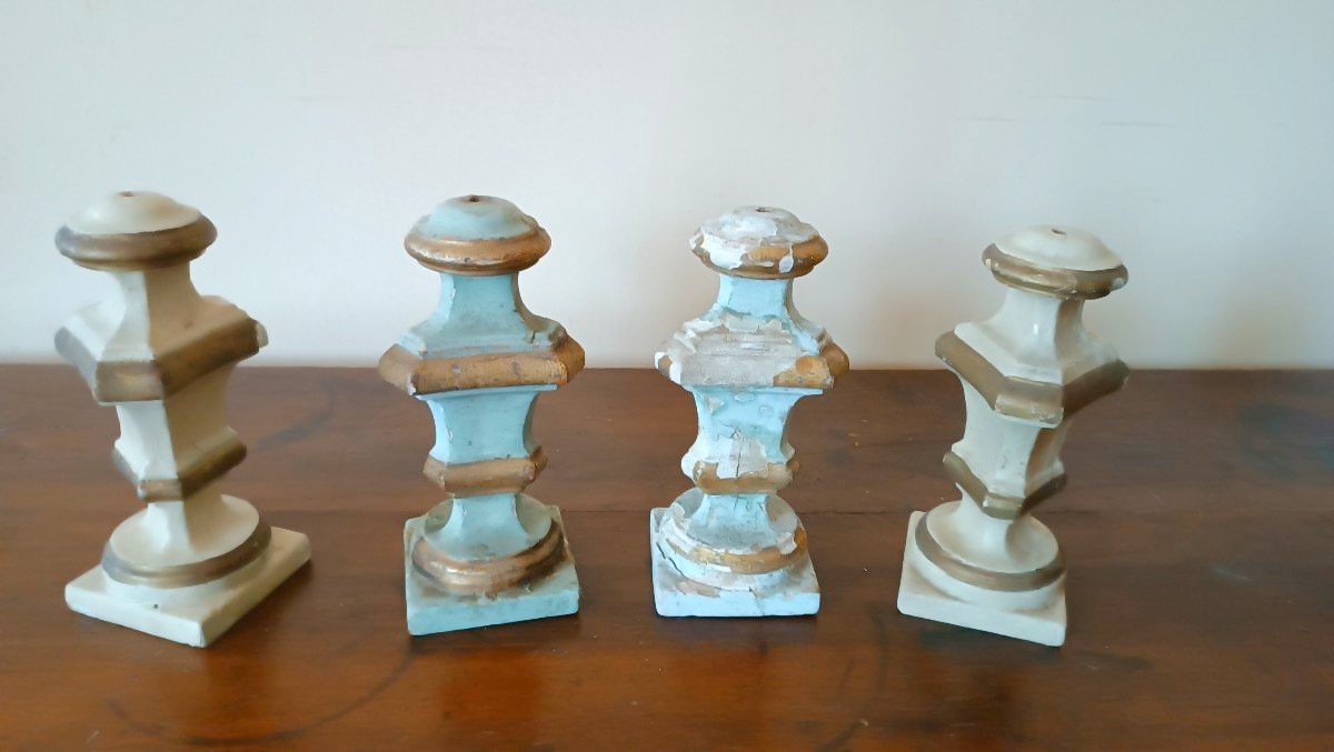 Series Of 4 Antique Palm Candlesticks