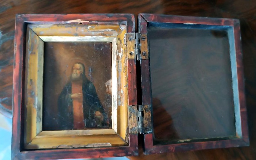 Ancienne petite icône de voyage de Saint Séraphin de Sarov