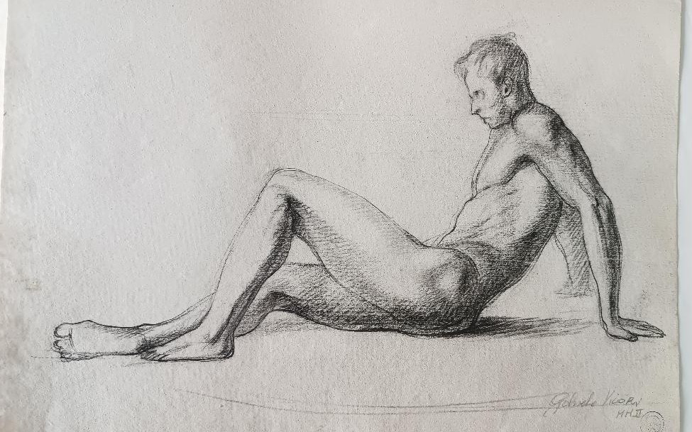 Dessin au crayon sur papier, esquisse de nu masculin - Gabriele Vicari-photo-3