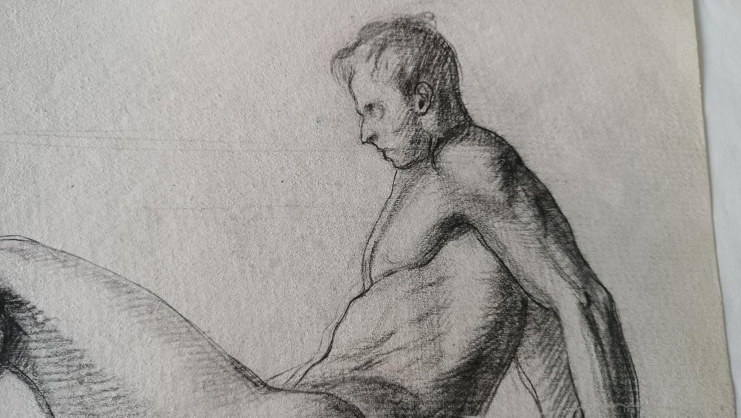 Dessin au crayon sur papier, esquisse de nu masculin - Gabriele Vicari-photo-4