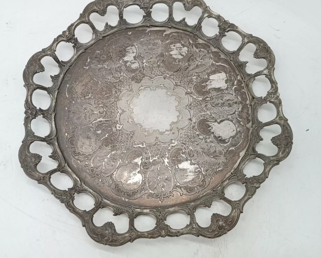 Plateau avec carafe et 6 verres, verre et métal argenté, époque Art Nouveau-photo-6
