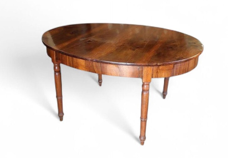 Large Oval Table Extendable Up To 3 Metres, Beautiful Solid Walnut-photo-2
