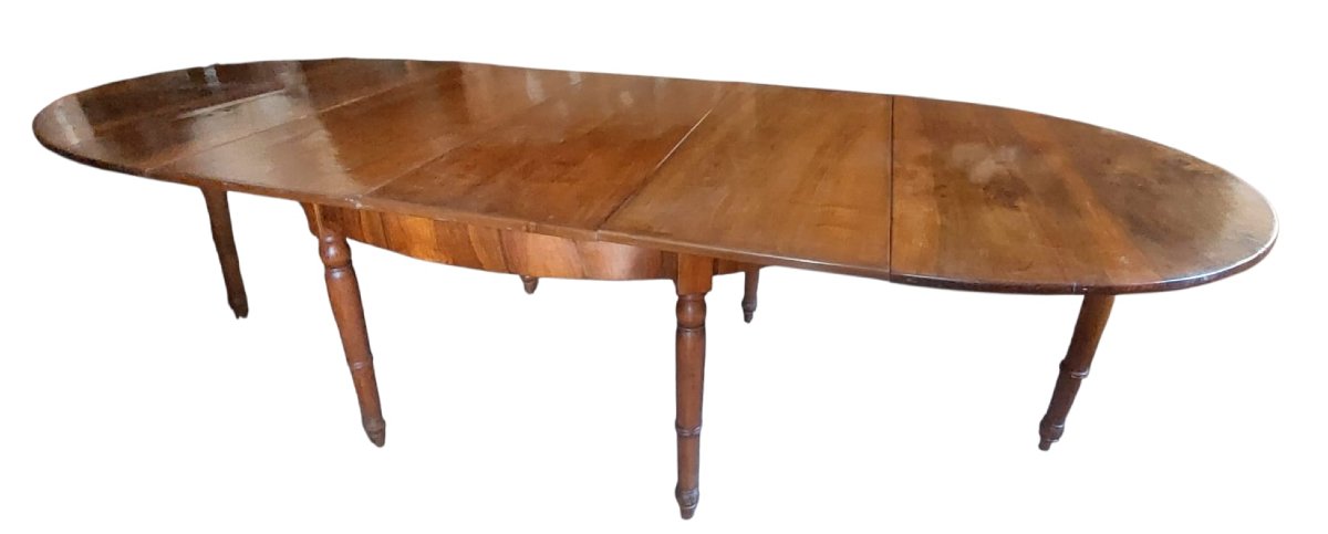 Large Oval Table Extendable Up To 3 Metres, Beautiful Solid Walnut-photo-4