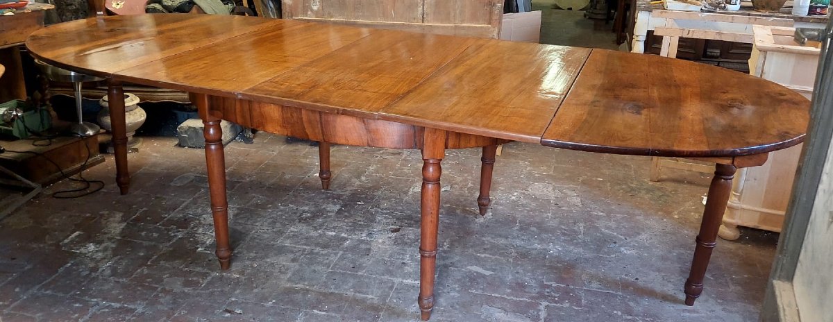 Large Oval Table Extendable Up To 3 Metres, Beautiful Solid Walnut-photo-6
