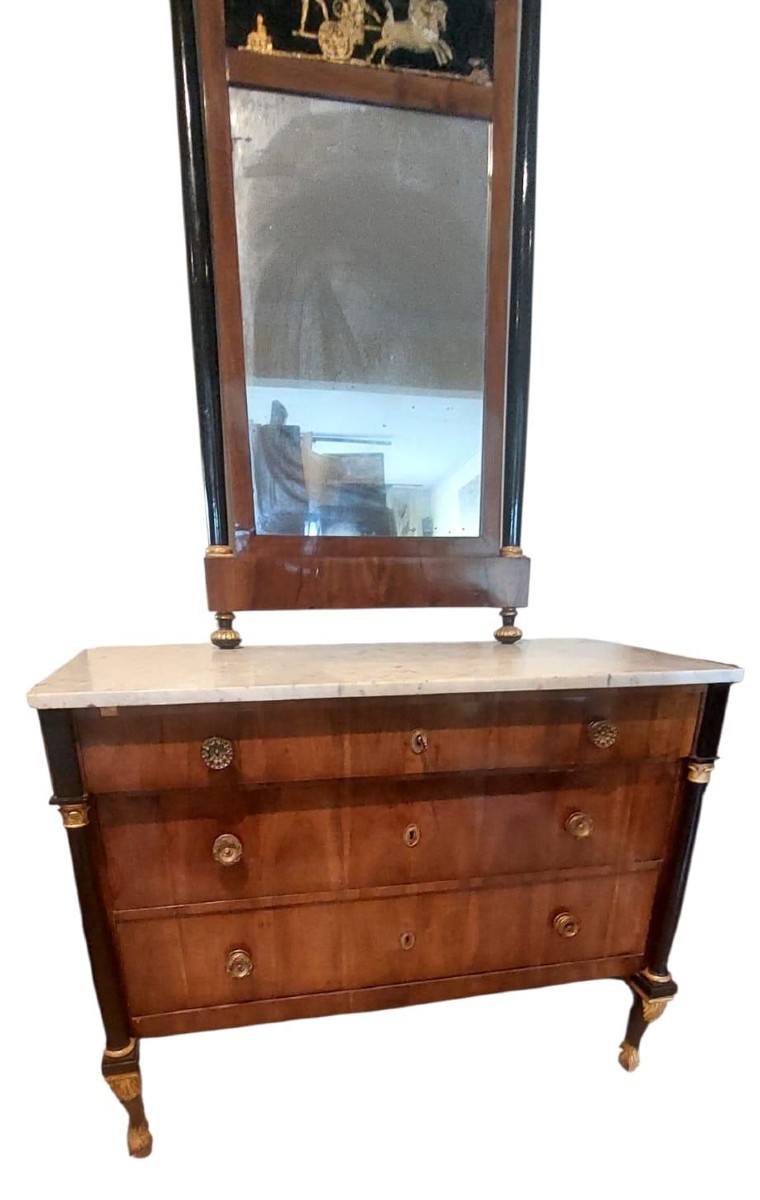 Commode Empire avec miroir - Italie du début du XIXe siècle (LUCCA)-photo-2