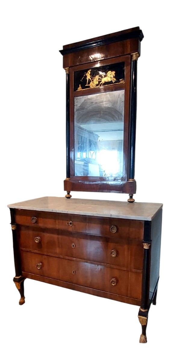 Commode Empire avec miroir - Italie du début du XIXe siècle (LUCCA)