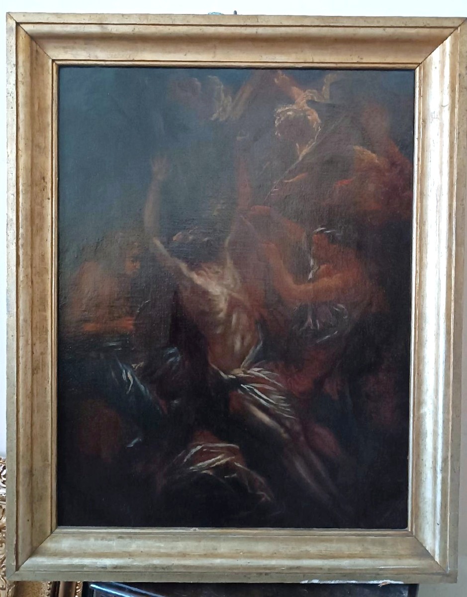 Ancient Painting - Oil On Canvas - 17th Century - Martyrdom Of St. Bartholomew-photo-2