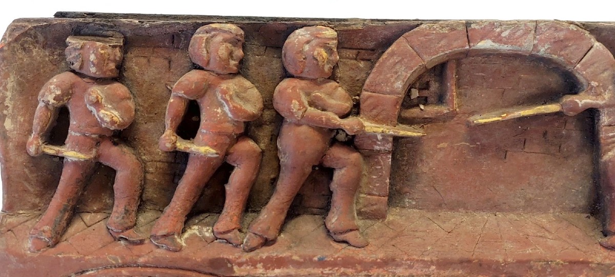 ANCIEN FRAGMENT D'UNE CHARIOT EN BOIS SCULPTÉ SICILIEN DU XIXe SIÈCLE-photo-1