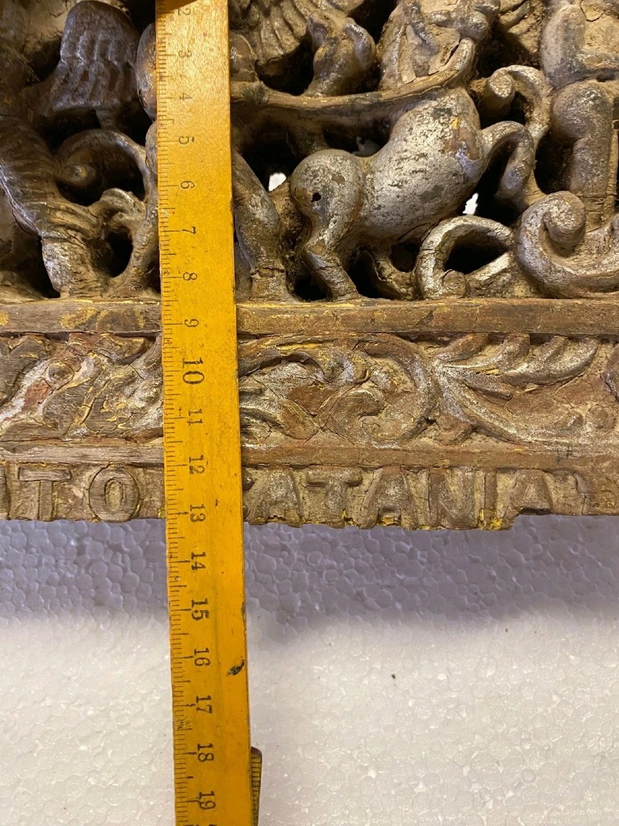 ANCIEN FRAGMENT D'UNE CHARIOT EN BOIS SCULPTÉ SICILIEN DU XIXe SIÈCLE-photo-6
