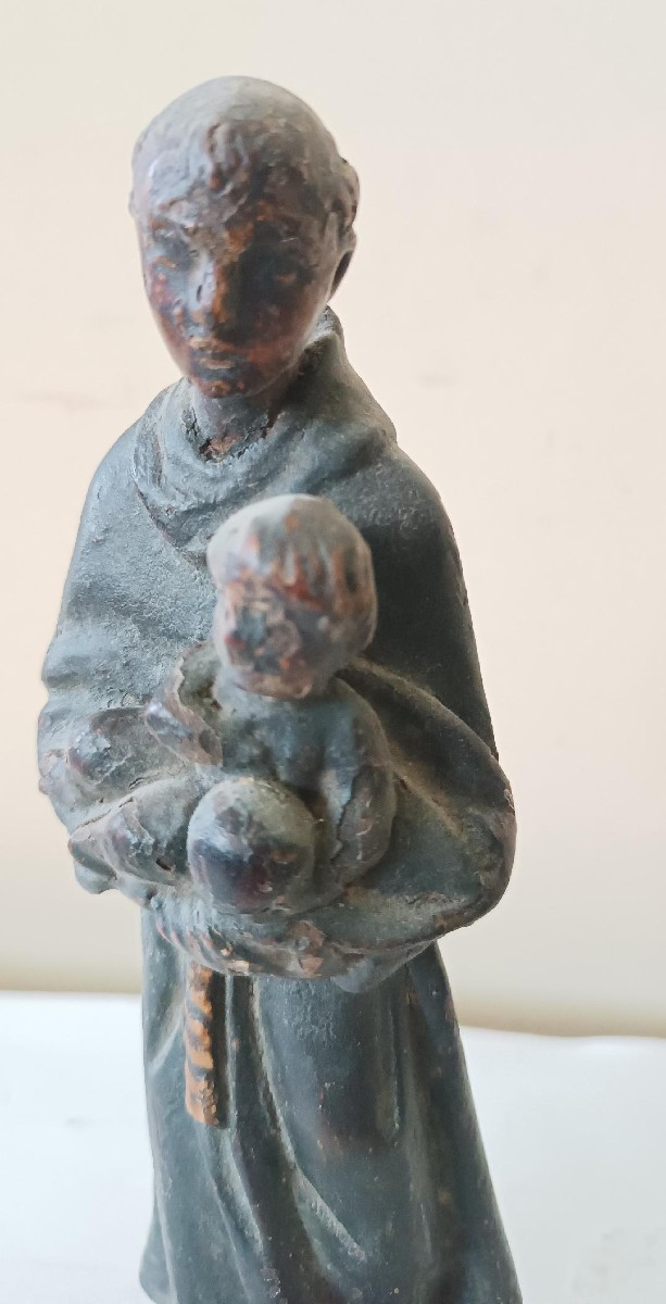 Small Polychrome Wooden Sculpture Of Saint Anthony, Iberian School, 18th Century-photo-4