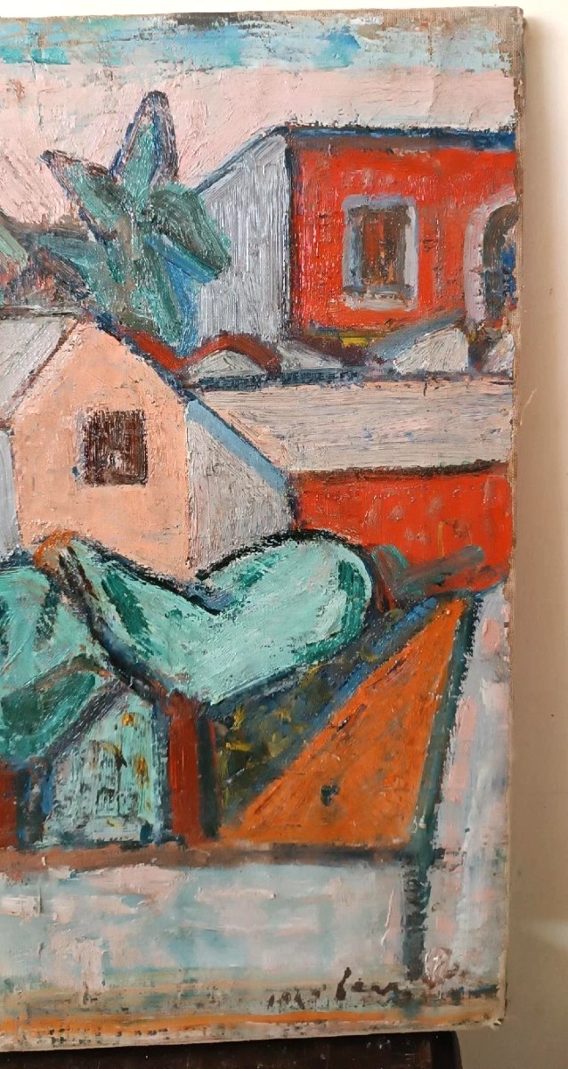 Huile sur toile "Paysage sicilien" FERRUCCIO FERRI - PRIX DE L'EXPOSITION NATIONALE DE SIENNE 1-photo-1
