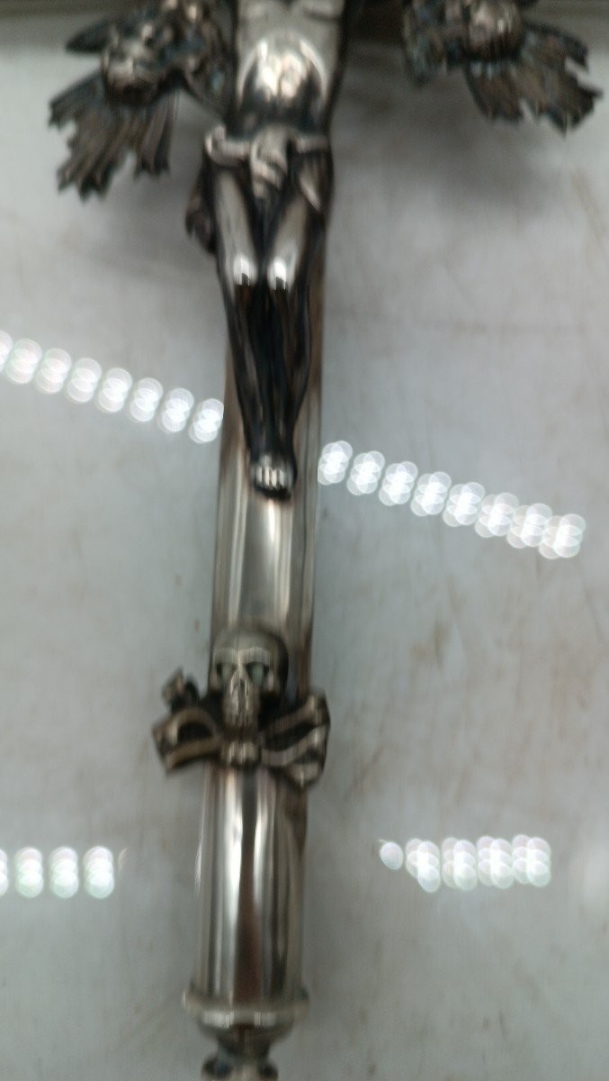 Christ Avec Croix - Argent Italie 19ème Siècle H.27 CM-photo-1