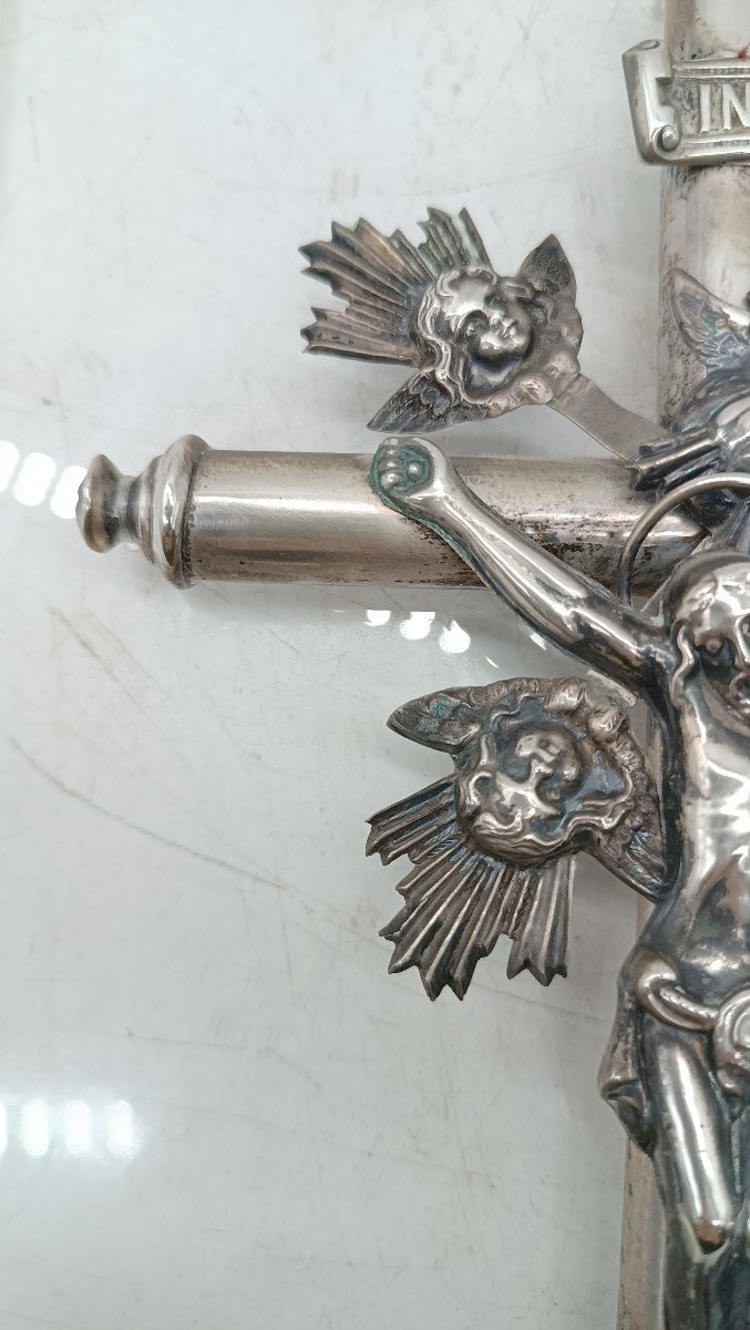 Christ Avec Croix - Argent Italie 19ème Siècle H.27 CM-photo-2