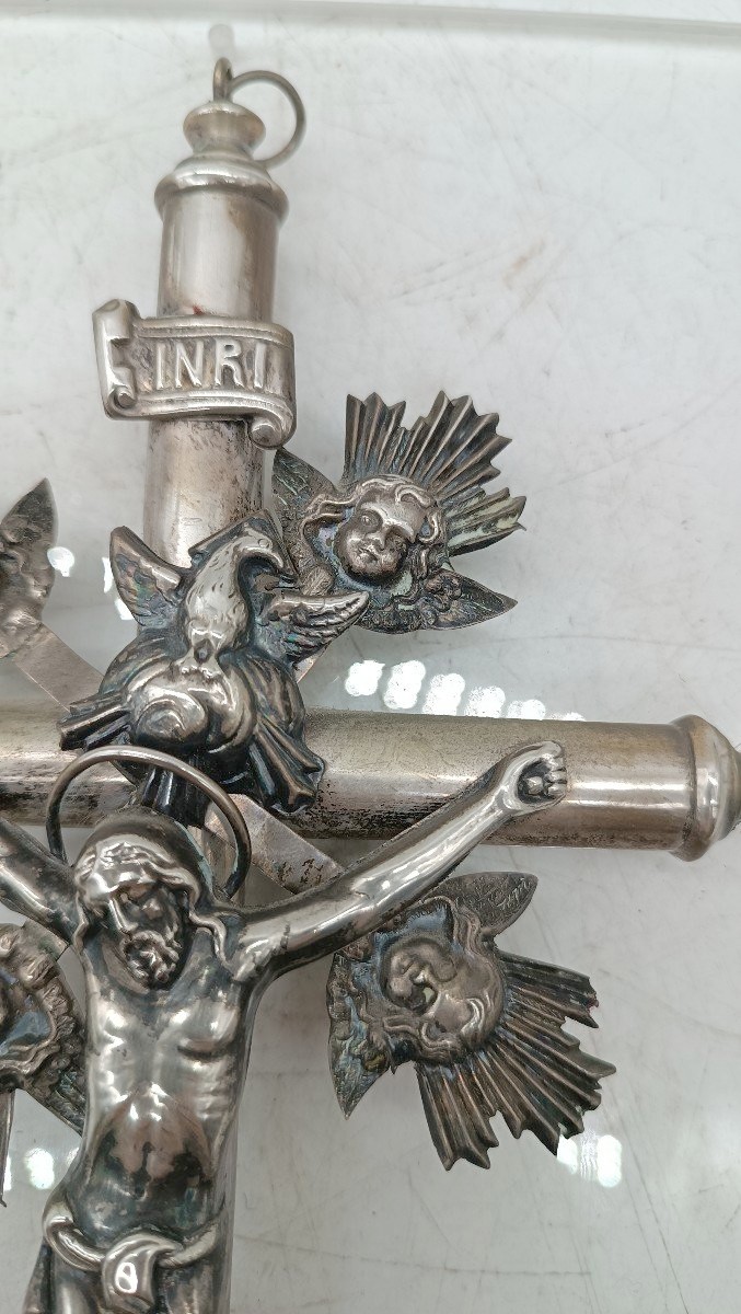 Christ Avec Croix - Argent Italie 19ème Siècle H.27 CM-photo-3