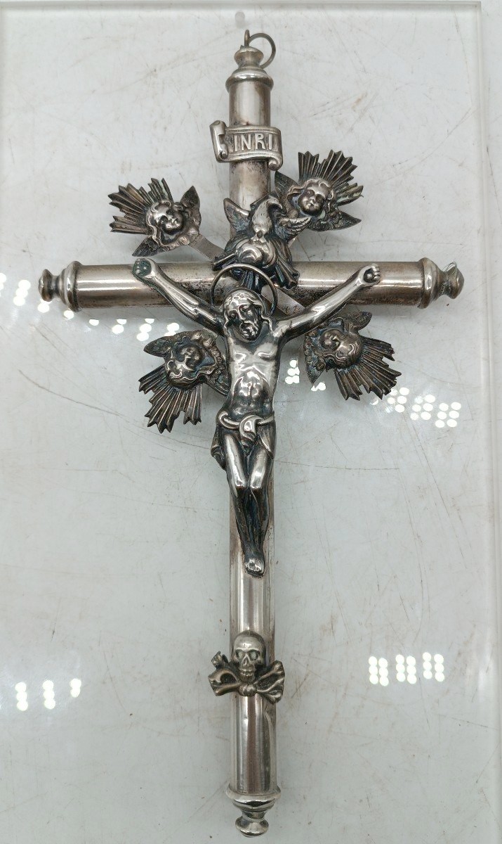Christ Avec Croix - Argent Italie 19ème Siècle H.27 CM-photo-5