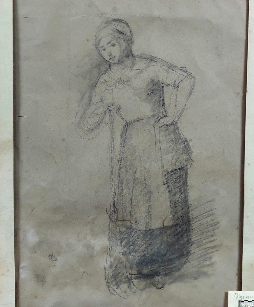 Antique Drawing Two-faced Osvaldo Bignami-photo-1