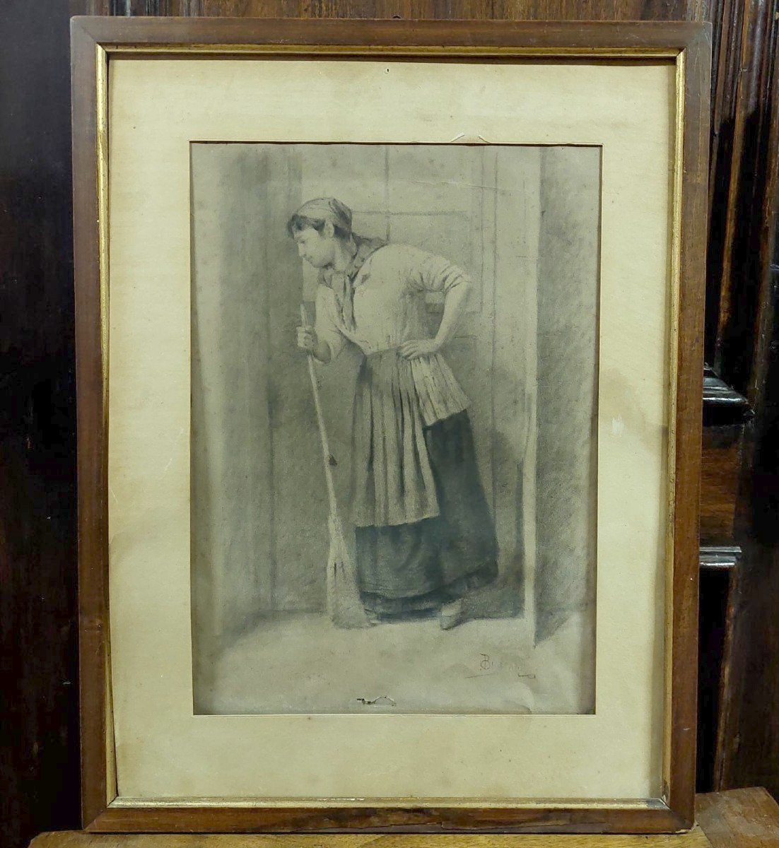 Antique Drawing Two-faced Osvaldo Bignami