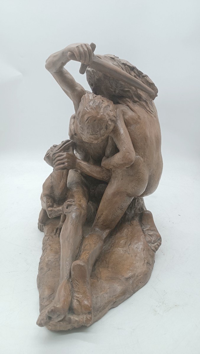 Sculpture En Terre Cuite Première Moitié Du 20ème Siècle Scène Mythologique-photo-2