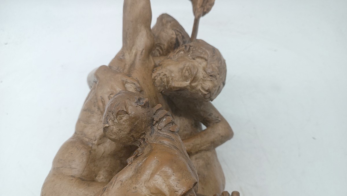 Sculpture En Terre Cuite Première Moitié Du 20ème Siècle Scène Mythologique-photo-4