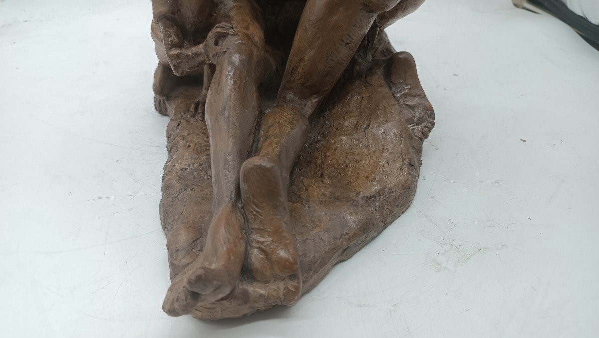 Sculpture En Terre Cuite Première Moitié Du 20ème Siècle Scène Mythologique-photo-7