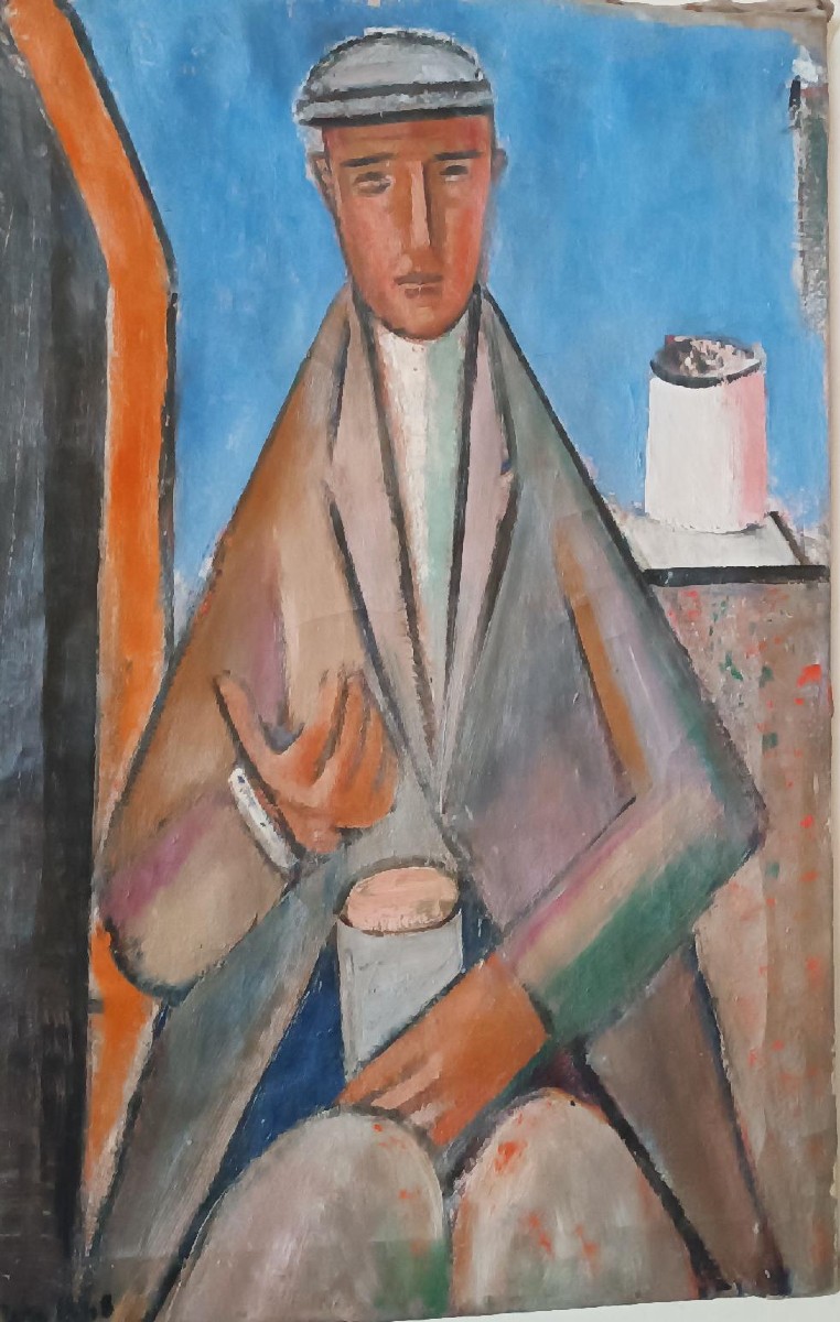 Huile sur toile FERRUCCIO FERRI -1948 - "PORTRAIT" PÉRIODE SYRACUSE-photo-3