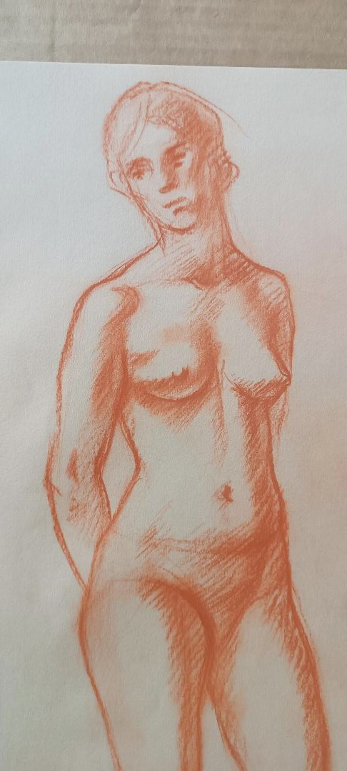 Pencil Drawing On Paper, Female Nude Sketch - Gabriele Vicari-photo-4