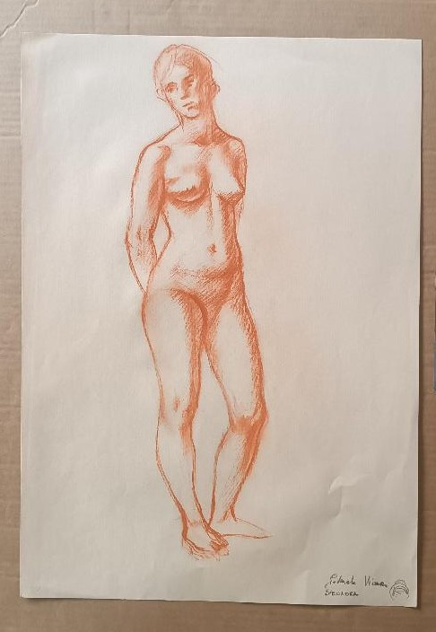 Pencil Drawing On Paper, Female Nude Sketch - Gabriele Vicari