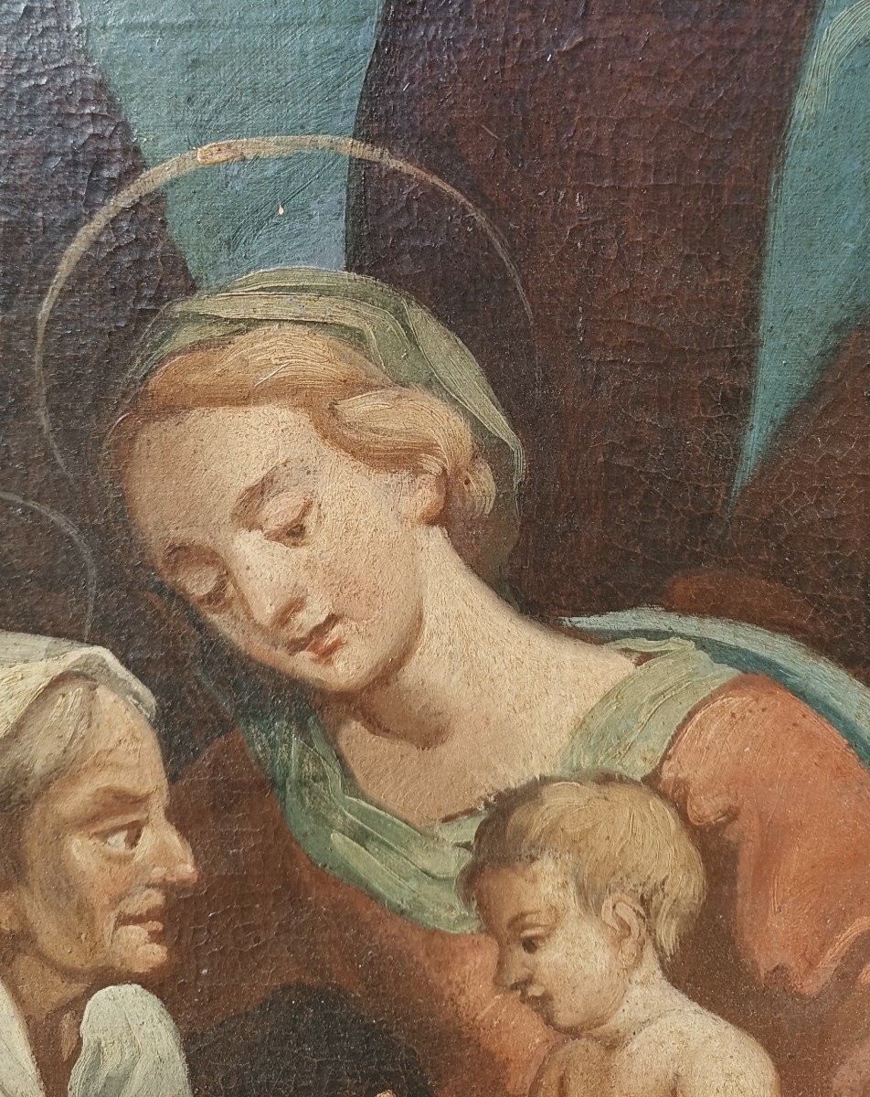 Peinture Ancienne à l'Huile Sur Toile - Sainte Famille - Ecole Italienne 18ème Siècle-photo-5