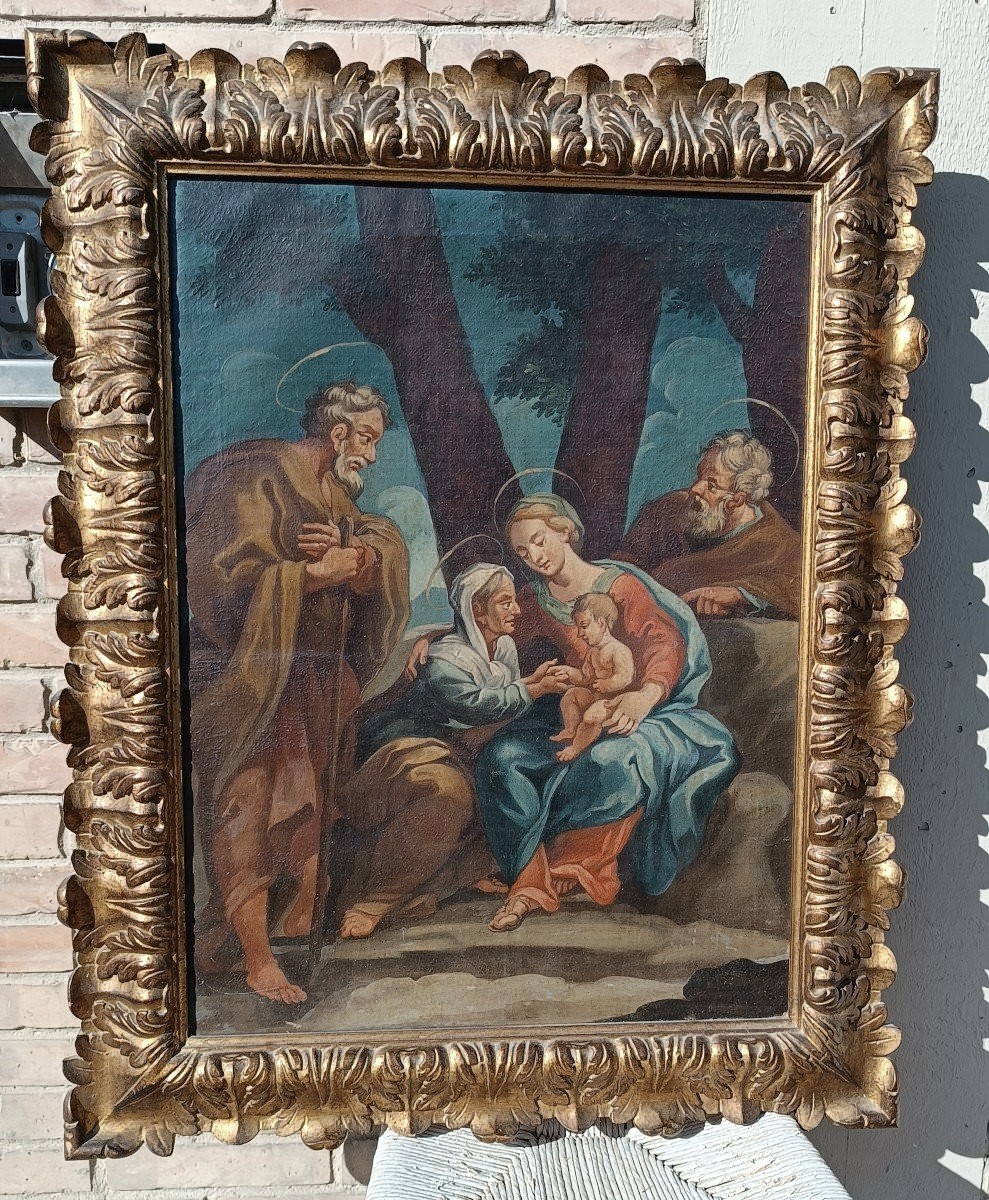 Peinture Ancienne à l'Huile Sur Toile - Sainte Famille - Ecole Italienne 18ème Siècle
