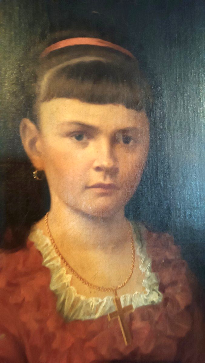 Peinture à l'Huile Sur Toile Portrait Seconde Moitié Du 19ème Siècle - Ecole Allemande-photo-4