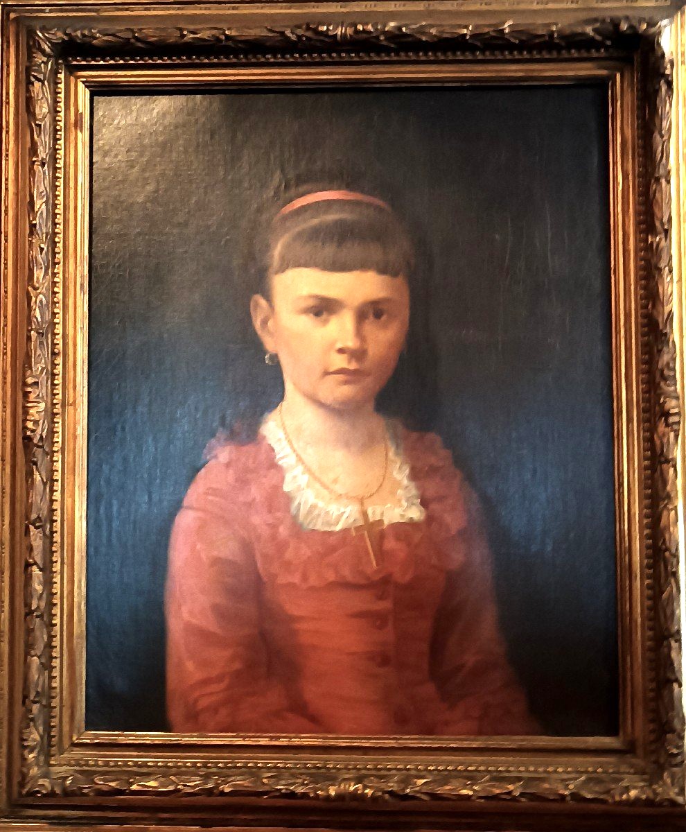 Peinture à l'Huile Sur Toile Portrait Seconde Moitié Du 19ème Siècle - Ecole Allemande-photo-1