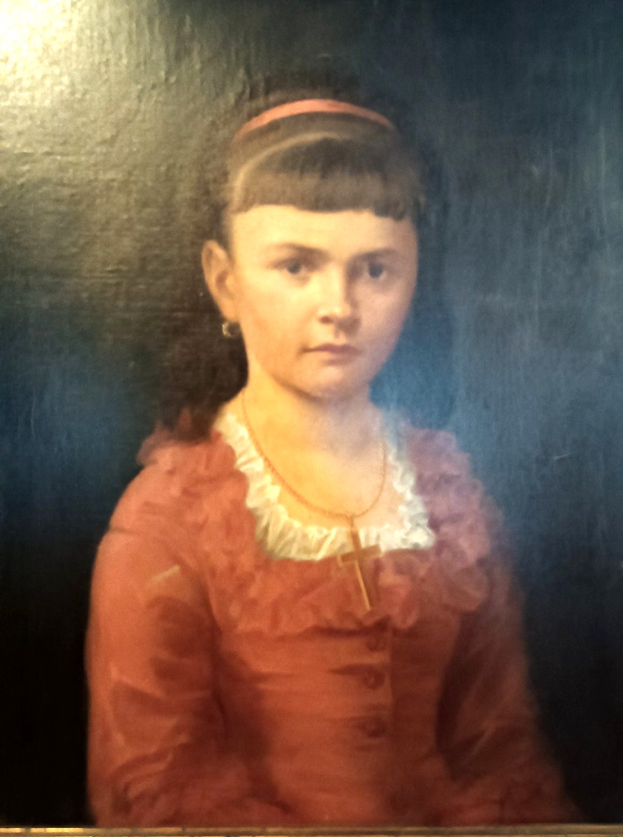 Peinture à l'Huile Sur Toile Portrait Seconde Moitié Du 19ème Siècle - Ecole Allemande-photo-2