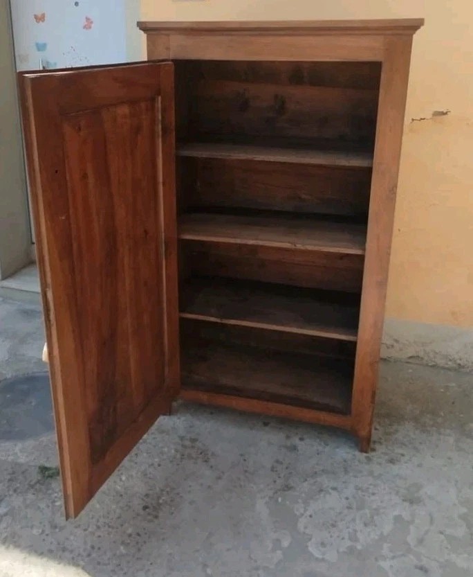 Small Antique Cabinet In Solid Walnut 19th Century Wardrobe-photo-1