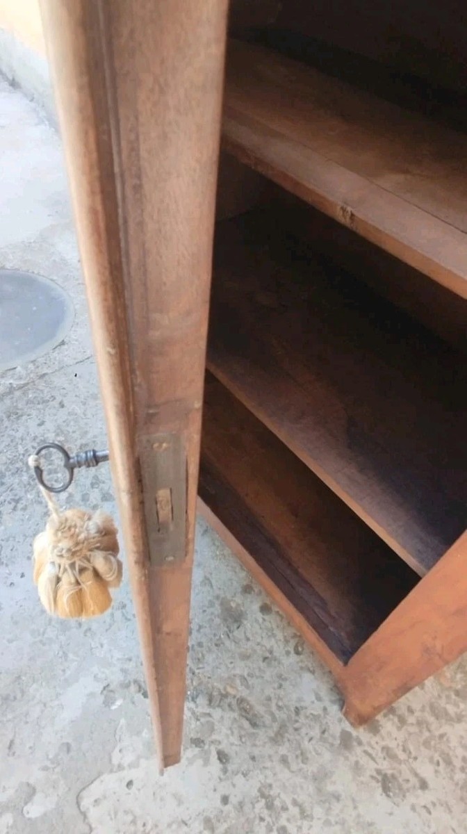 Small Antique Cabinet In Solid Walnut 19th Century Wardrobe-photo-3
