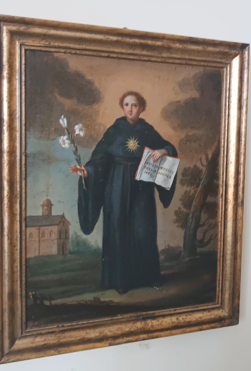 Peinture à l'huile sur toile ancienne - XVIIIe siècle - SAINT NICOLAS DE TOLENTINO-photo-5