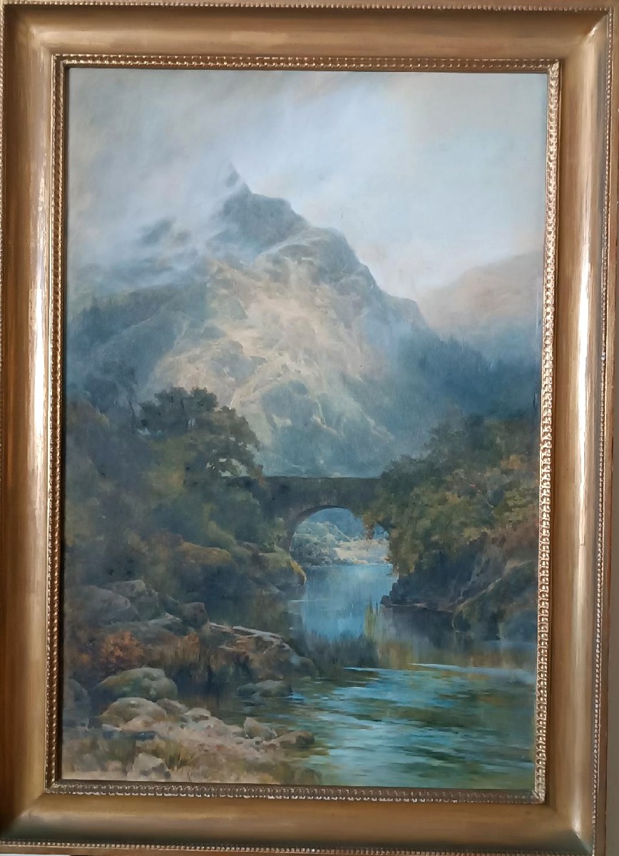 Grand aquarelle - Paysage datée de 1887 par EDMUND PHIPPS --photo-3