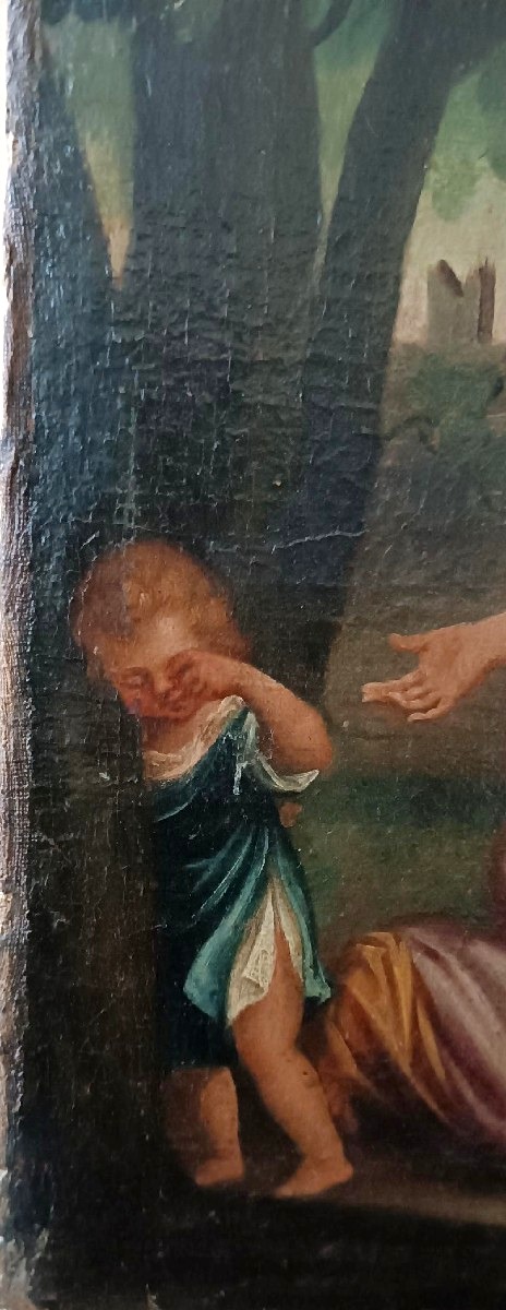 Tableau ancien - huile sur toile - L'EXTASE DE SAINTE MARGHERITA DE CORTONA - École italienne d-photo-2