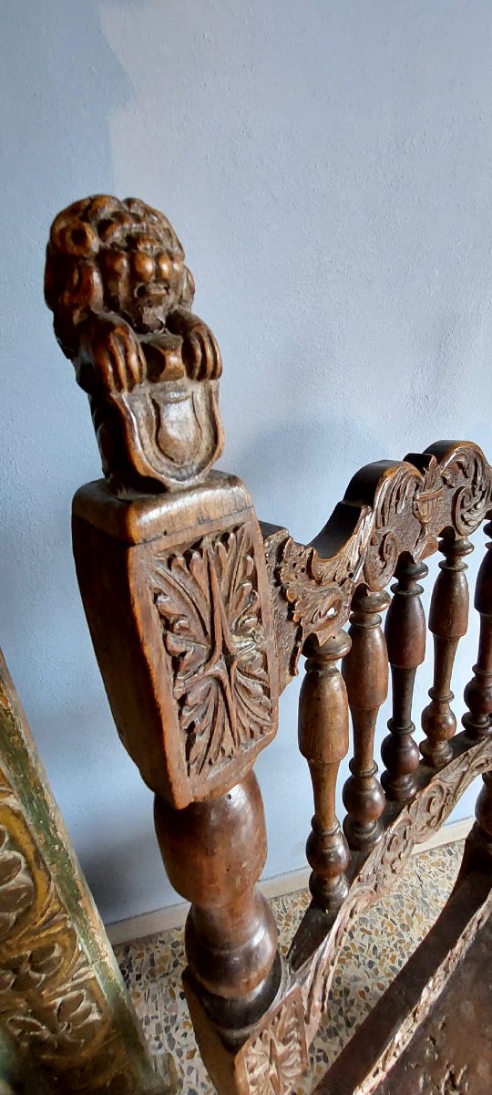 Rare Pair Of Carved Chairs, Italian Manufacture From The 17th Century-photo-2