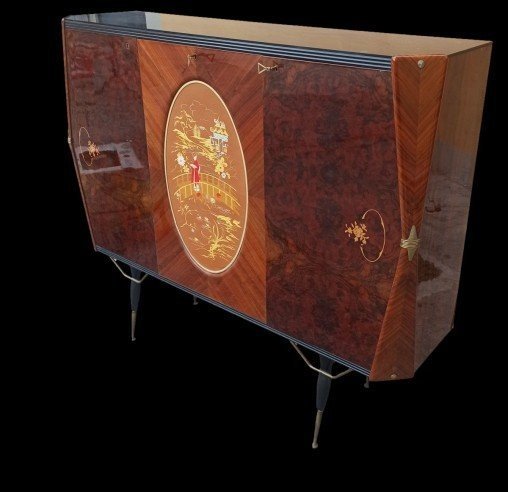 1950s Sideboard Bar Cabinet Attributed To Paolo Buffa-photo-3