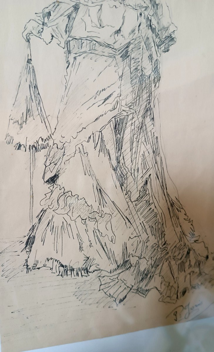 Peinture à l'Encre De Chine Sur Papier Pio Joris (rome, 8 Juin 1843 – Rome, 6 Mars 1921)-photo-3